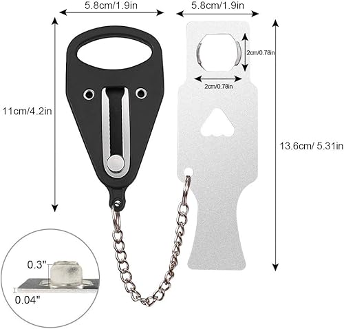 QUCUMER 2 Stück Tragbares Türschloss Temporäres Sicherheit Sicherheitsschloss Reiseschloss Türfensterschloss Sicherheits Türkette Datenschutzschloss mit Aufbewahrungstasche für Hotelschule Bad - Cheap-Us