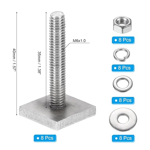 PATIKIL T-nut Adapter Nutensteine M6 x 65mm 4 Set Gepäckträger Edelstahl Nutensteine Dachträger Schrauben mit Mutter Unterlegscheiben für Relingträger Fahrrad Dachbox Kajak Gepäckträger - Cheap-Us
