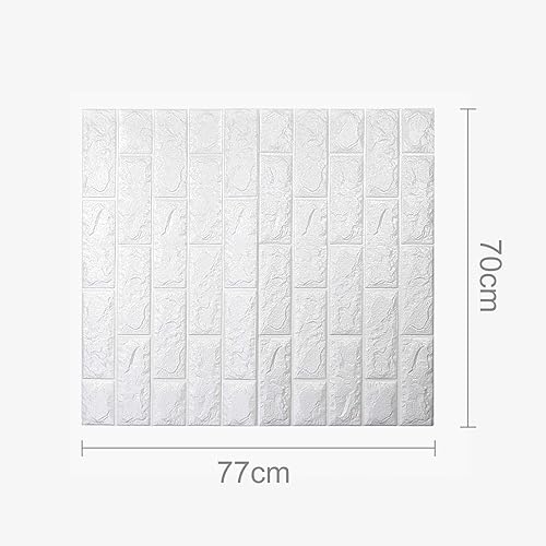 Trintion Wandpaneele Selbstklebend 10 Stück 3D 70x77cm Ziegel Tapete Steinoptik Wandaufkleber Wasserdicht Wandtapete für Küche Schlafzimmer Badezimmer Wohnzimmer(Weiß) - Cheap-Us
