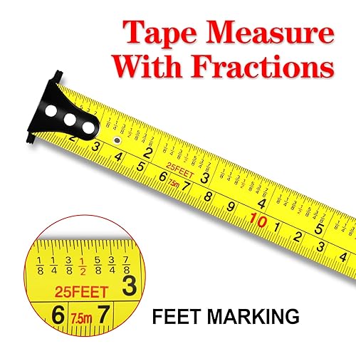 WISEUP Magnetisch maßband 7,5m, hochwertiges Stahl massband, biegefestig, selbsthemmend, absturzfeste ABS-Schale bandmaß, measuring tape mit Bandklemme - Cheap-Us