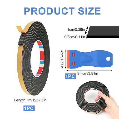 Ceranfeld Dichtungsband Selbstklebend, 5m Dichtband für Kochfeld mit kleinem Schaber, 10mm x 3mm Hitzebeständiges Montageband für Elektroherde & Kochfelder, zuverlässige Abdichtung - Cheap-Us