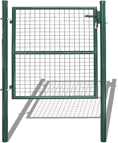 EINFEBEN Gartentor aus verzinktem Stahl, Gartentür, Hoftor, Zauntor Grün, mit Schloss Türklinke und Schlüssel (100 × 100 cm) - Cheap-Us