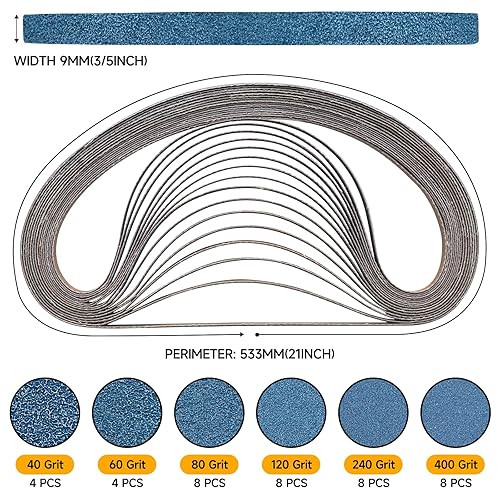 Shineboc Schleifband 75x533 mm, 10 Stück Bandschleifer Schleifbänder 40/60/80/120/240/400 Körnung für zum Polieren Metall, Holz - Cheap-Us