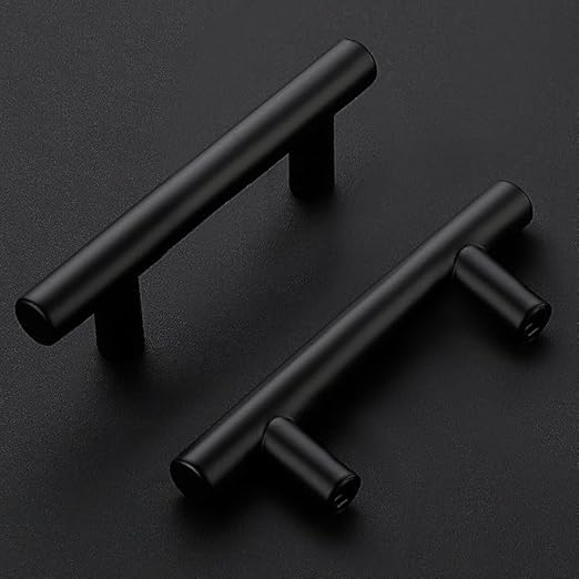 Ravinte 10 Stück Schwarz Möbelgriffe T Bar Griffe für Küchenschränke 128mm Lochzentrum Schrankgriffe Griffe Rostfreier Edelstahl Möbel Türgriffe - Cheap-Us