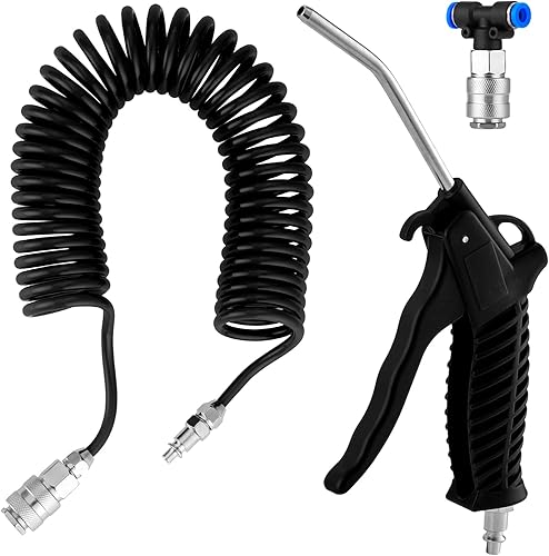 Knpwer LKW Air Duster Blaspistole,Druckluft Set, 5m Spiralschlauch Ausblaspistole LKW Auto(4 * 6mm) - Cheap-Us