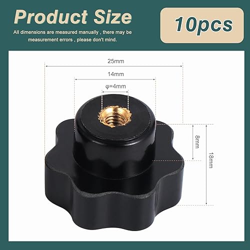 Knpwer 10 Stk M6 Sterngriffmutter,Sterngriff, Schwarz Kunststoff Griffmuttern,Innengewinde Klemmknopf - Cheap-Us