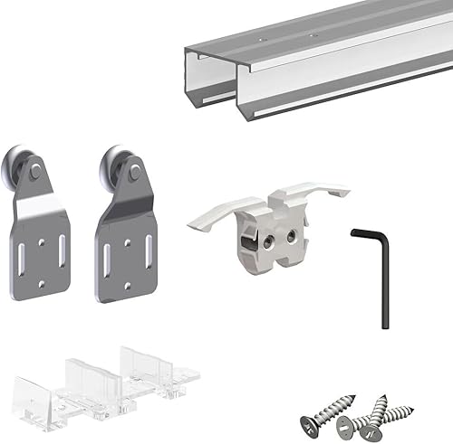 Schiebetürbeschlag SLID'UP 110, Laufschiene 150 cm, 2 Türen bis je 45 kg, für Schranktüren, Kleiderschränke, Nischen - Cheap-Us