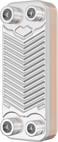 Wiltec Wärmetauscher 10 Platten, max. 22 kW, 4 m³/h 0,18 l je Durchgang, Plattenwärmetauscher aus Edelstahl als Wärmeüberträger - Cheap-Us