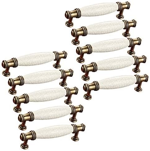 EBETA 10er Schrankgriffe Bogengriffe Keramik Griffe Türgriff Retro Möbelgriff Schubladegriff Möbelknöpfe Bohrlochabstand 96 mm - Cheap-Us