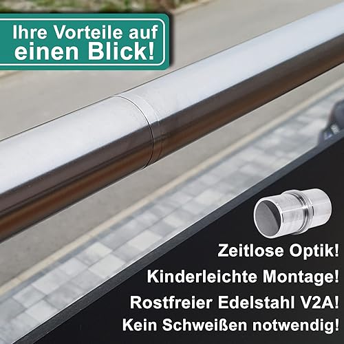 PRIOstahl Rohrverbinder Verbindungsmuffe Verbinder Steckfitting Anschlussmuffe Geländer x 2 Stück Ø 42,4mm Rundrohr Verbindungen Geländerbau Handlauf Treppe Rohre Rostfrei aus Edelstahl V2A - Cheap-Us