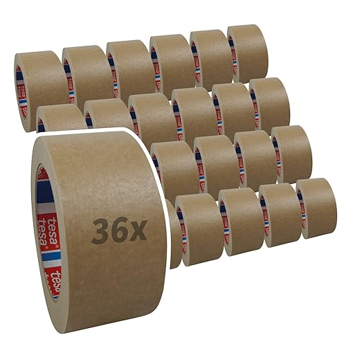 36 Rollen tesa 4713, Papierklebeband, Papier Packband, Verpackungsklebeband, 50mm x 50m, braun - Cheap-Us