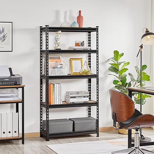 Yaheetech 5-stufiges Lagerregal mit verstellbaren Regalböden, Schwerlastregal Kellerregal Standregal Steckregal je Fach 175kg belastbar, 75x30x153cm/schwarz - Cheap-Us