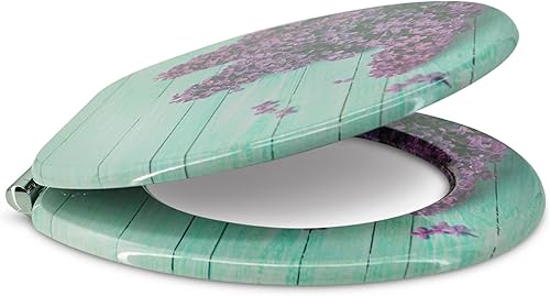 SANFINO® Premium WC Sitz mit Absenkautomatik – hochwertige Toilettendeckel aus Holz, viele bunte Motive, hoher Sitzkomfort, einfache Montage inklusive Montageanleitung – 'Open-Closed' - Cheap-Us