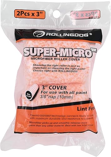 ROLLINGDOG Kleines Farbroller-Set – 7,6 cm Farbrollerrahmen, 7,6 cm Mikrofaser-Walzenabdeckungen, 2 Stück, 0,95 cm Nickerchen für Wand, Decke, Zierleisten, Kantenmalerei - Cheap-Us