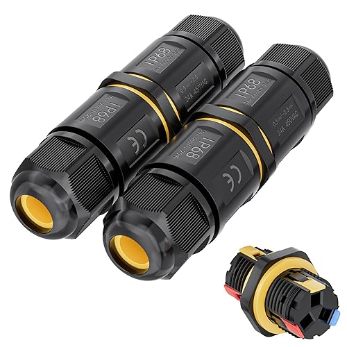 PEBA Kabelverbinder Wasserdicht 3 polig, IP68 Wasserdichte Kabelverbinder 4-12mm Kabeldurchmesser, Verteilerdose außen, 3-Leiter, Verbindungsklemme mit Hebel für Outdoor, 2 Stück Abzweigdose Schwarz - Cheap-Us