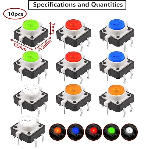 HUAZIZ 50 Stücke DC 30V 1A Self-Lock Druckknopfschalter, Verriegelung Druckknopfschalter Ein Aus Aus für Taschenlampe Taschenlampe Lampe Wandsteckdose, Weiß und Schwarz - Cheap-Us