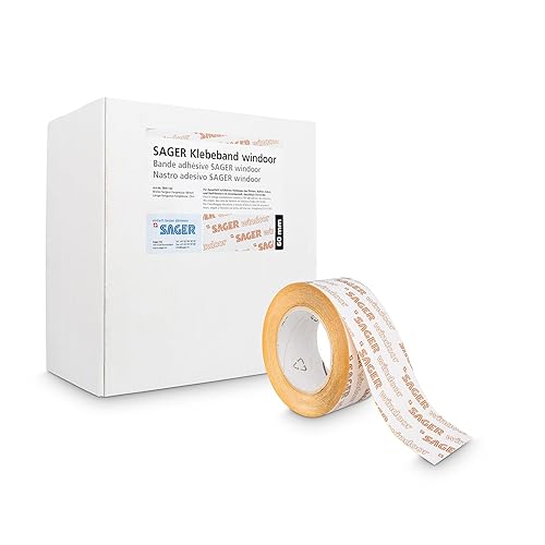 Sager windoor Klebeband (Weiss - 60mm x 25lfm) zur Verklebung bei Fenstern, Ecken, Kanten, Pfetten, Dampfsperrfolien, Dampfbremsfolien, Dampfbremse, Dampfsperre, Klimamembranen, OSB Platten - Cheap-Us
