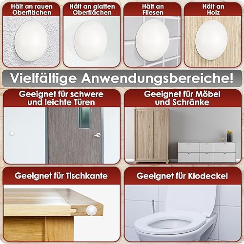 WEIDEBACH® 12x dezente Türstopper Wand, weiße Türpuffer, 40x9 mm Türstopper Wand selbstklebend, Elastikpuffer für jede Oberfläche, Gummistopper, Türpuffer Wand, Puffer - Cheap-Us