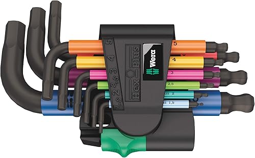 Wera 05133164001 950/9 Hex-Plus Multicolour 2 Winkelschlüsselsatz, metrisch, BlackLaser, 9-teilig - Cheap-Us