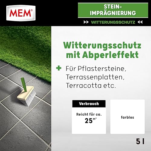 MEM Stein-Imprägnierung, Wasser- und schmutzabweisend, Schützender Abperleffekt, Lösemittelfrei, Transparent, 10 l - Cheap-Us