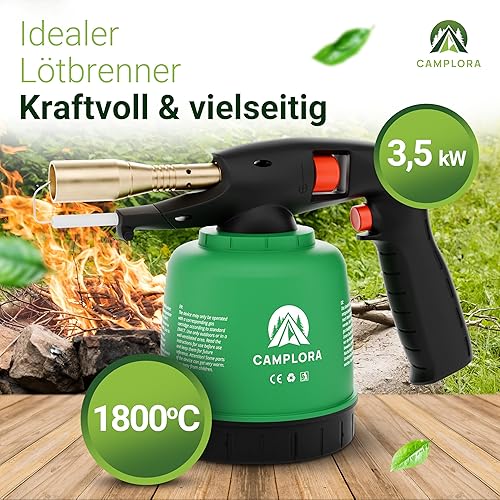 CAMPLORA Lötlampe incl. 5 Stechkartuschen Bunsenbrenner Gasbrenner Lötbrenner Piezo-Zündung löten Gas Lötmeister - Cheap-Us