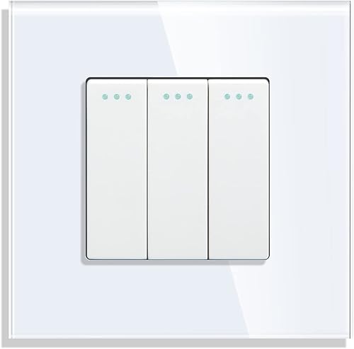 CNBINGO Doppelsteckdose mit Lichtschalter unterputz, Schwarz Wandschalter mit Glasplatte, mit Leuchtstoffpunkten, 1-Fach, 1- poliger Ausschalter - Cheap-Us