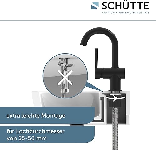 SCHÜTTE 79710 LONDON Wasserhahn fürs Bad, Waschtischarmatur mit herausziehbarer Brause, Haarbrause, ideal zum Haarewaschen, Einhebelmischer mit Ablaufgarnitur in Chrom - Cheap-Us