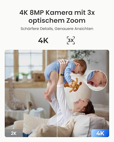 Reolink 5MP PTZ WLAN Überwachungskamera Innen, 2,4/5 GHz WiFi Baby Monitor mit Mensch/Haustiererkennung, Auto-Tracking, 3X Optischem Zoom, Heimüberwachungskamera für Ältere Kids, 2-Wege-Audio, E1 Zoom - Cheap-Us
