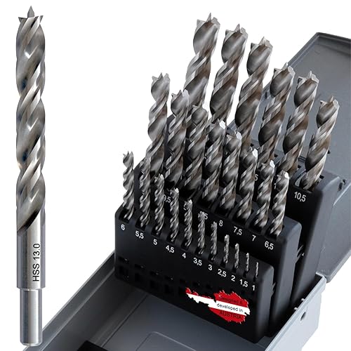 WELIQU 25-tlg. Holzbohrer Set 1-13 mm für Hart- und Weich-Holz - ACHTUNG: Sehr scharfe Bohrer aus widerstandsfähigem HSS-G Stahl in 0,5 mm Schritten - Cheap-Us