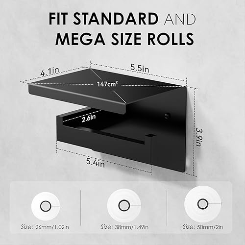 Auxmir Toilettenpapierhalter ohne Bohren, Selbstklebend Klopapierhalter mit 2 Montagemethoden, Edelstahl Klorollenhalter mit Ablage, WC Papier Halterung Wandmontage für Küche Badzimmer, Silber - Cheap-Us