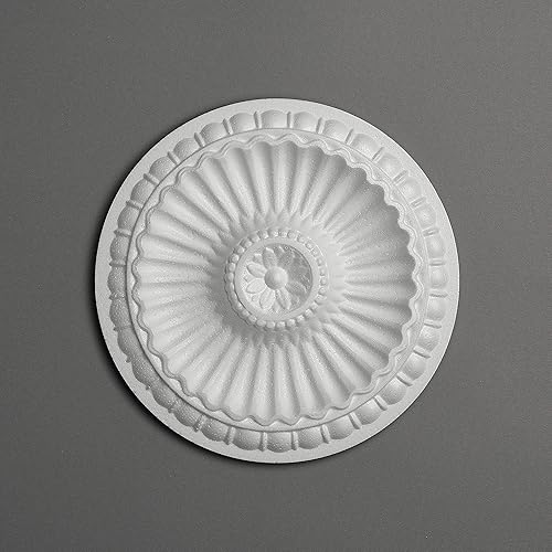 DECOSA Rosette Desire, weiß, 1 Stück à Ø 28 cm - Stuckrosette aus Styropor - individualisierbare Deckenrosette - Cheap-Us