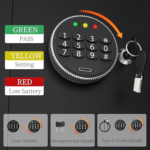 WASJOYE Safe Tresor für Zuhause, Tresor mit Schlüssel, Elektronischem Möbeltresor mit Zahlenschloss, Digital Geldkassette, Büro, Hotel, Geld, Dokumente, Schmuck, Reisepass 19L(25 * 35 * 25cm) - Cheap-Us