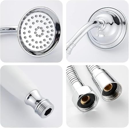 NIUKOMY Badewannenarmatur Vintage, Mischbatterie Badewanne Messing Chrom mit Keramik Handbrause, Wannenarmatur, Duscharmatur mit 90° Drehbar Lang Auslauf - Cheap-Us