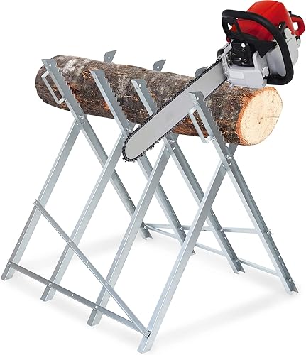 Fiqops Sägebock für kettensägen 150kg Belastbarkeit Holzsägebock Verzinkt Sägegestell Zusammenfaltbar Kettensägebock Holzbock für Handsägen - Cheap-Us