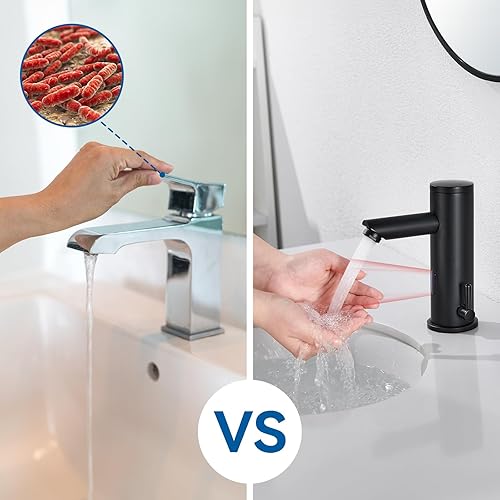 Auralum Infrarot Wasserhahn Bad mit Sensor Automatisch Badarmatur Berührungsloser Waschtischarmatur Induktion Waschtischmischer Mischbatterie Einhebelmischer für Waschbecken Badezimmer Handwaschbecken - Cheap-Us