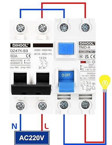 DIHOOL RCD Typ B fi schutzschalter Fehlerstromschutzschalter FI-Schalter DIN Hutschiene 4-polig 40A 30mA - Cheap-Us