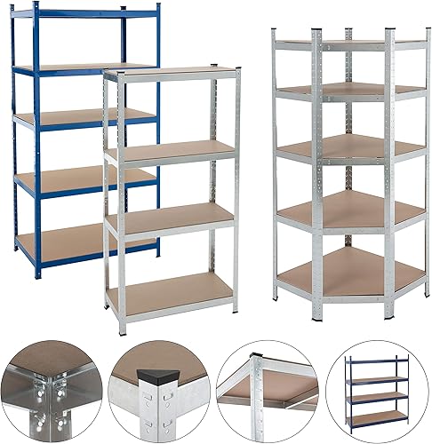 ESTEXO Steckregal Lagerregal 21 Modelle wählbar Schwerlastregal Regal Kellerregal Werkstattregal Werkbank Garagenregal (Verzinkt / 160x80x40cm / 320kg) - Cheap-Us