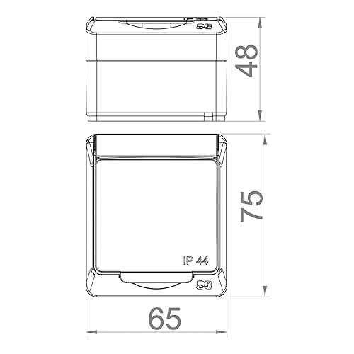 asvendo elektro HERMES moderne Aufputz-Serie/Lichtschalter/Doppelschalter/Steckdose mehrfach / IP44 Wassergeschützt/Außenbereich/Schwarz (Doppelschalter) - Cheap-Us