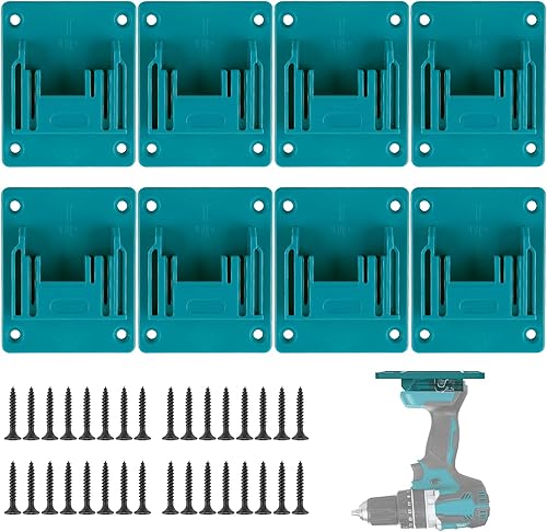 Luckwaii Wandhalterung Werkzeughalter für Makita 18V, 8 Stück Werkzeug Wandhalterung Batteriehalter mit 32 Schrauben, Elektrowerkzeug Bohrwerkzeuge Halterung Maschinenhalter 14.4-18V (Cyan Blau) - Cheap-Us
