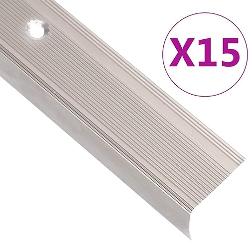 vidaXL Treppenkantenprofile in L-Form 15 Stk. Aluminium 100 cm Silbern, Treppenkante, Treppenprofil, Stufenprofil, Stufenkante, Treppenprofile - Cheap-Us