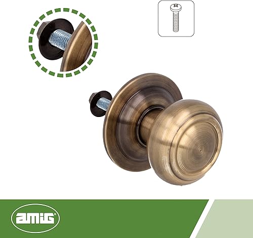 Amig - Runder Türknauf für Außentüren | Türgriff für Haustür | Griffdurchmesser Ø 70 mm | Messing | Leder | inkl. Befestigungsschraube und Mutter - Cheap-Us
