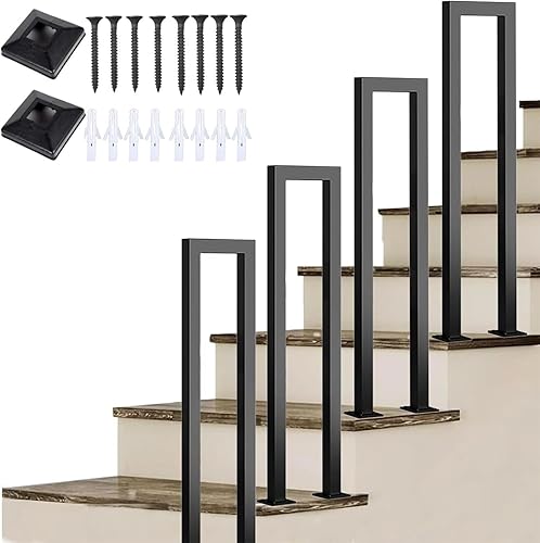 Treppengeländer Außen,Handlauf Schwarz,Geländer Außen,U-förmige Treppengeländer Innen, Handlauf Treppe, Geländer Treppe, für Balkone Flure Wohnungen Villen Geländer. (U-Schwarz, 85CM) - Cheap-Us