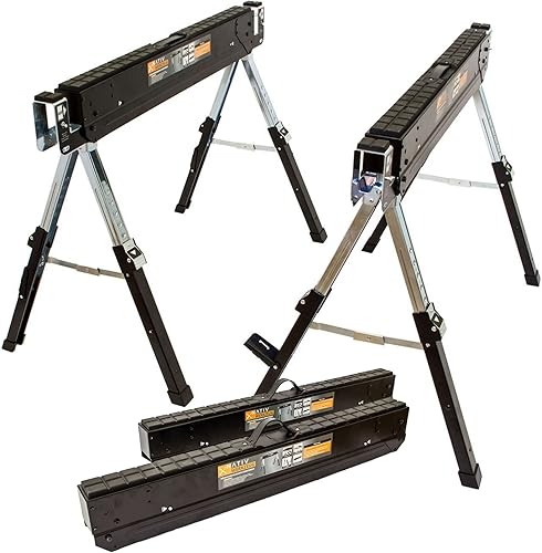 LEMODO Premium Arbeitsbock höhenverstellbar | Klappbock 2er Set | Montagebock mit 580 kg Tragkraft | Unterstellbock mit praktischem Tragegriff und ausklappbaren Halterungen zur Holzbearbeitung, Holz - Cheap-Us