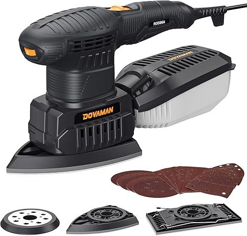 DOVAMAN ROS06A 3-in-1 Multischleifer, 200W, 6 Geschwindigkeiten, 15 Schleifpapiere, Geringe Vibration, Staubabsaugung, Elektrischer Schwingschleifer/Exzenterschleifer/Deltaschleifer - Cheap-Us