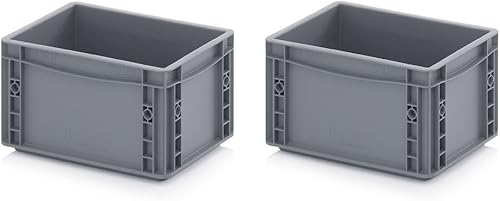 Auer Packaging 2x Eurobehälter 30 x 20 x 17 grau inkl. gratis Zollstock 2er Set - Cheap-Us