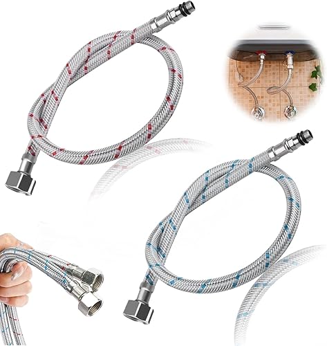 2 Stück Anschlussschlauch Armatur, Geflochtener Edelstahl Anschlussschlauch, Brauseschlauch für Badarmaturen, G3/8 x M10 Wasserhahn Schlauch Verlängerung 60cm für Mischbatterie - Cheap-Us