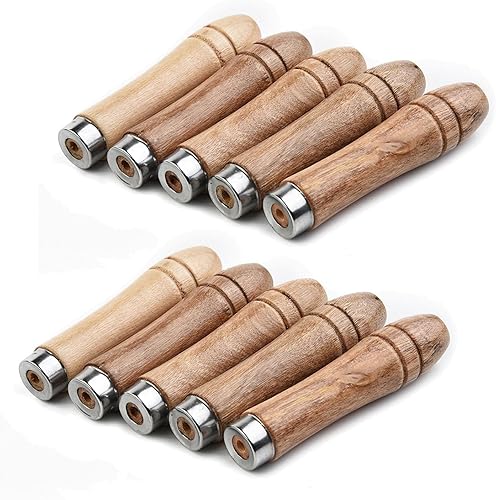 HpLive 10 Stück Feilenheft Feilengriff Holzfeile Griff Mit Starken MetallhalsbäNder für Feilen und Raspeln, Schreiner Werkzeugwartung, 90 mm Länge, für 4-6 Zoll Dateien Aller Formen - Cheap-Us