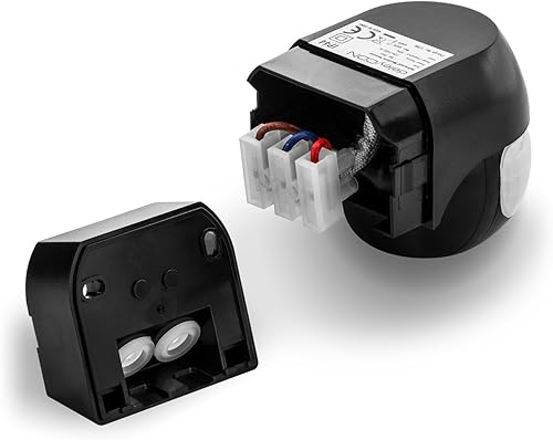 deleyCON 1x Infrarot Bewegungsmelder - für Innen und Außen - Reichweite bis 12m bei 180° - Dreh-/Neigbar - IP44 - Spritzwasserschutz - Weiß - Cheap-Us