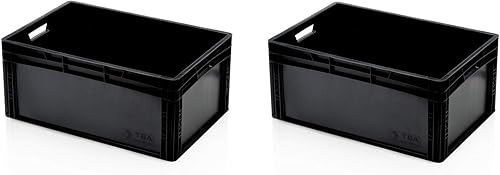 2x Eurobehälter 60x40x27 schwarz * Eurobox 60 x 40 x 27 Euro Box Behälter Lager stapelbar - Cheap-Us