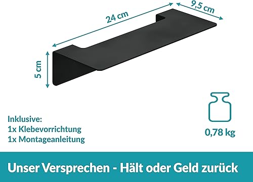 WEISSENSTEIN Badablage ohne Bohren aus Edelstahl - Selbstklebende Ablage fürs Bad - 24 x 9,5 x 5 cm - Cheap-Us